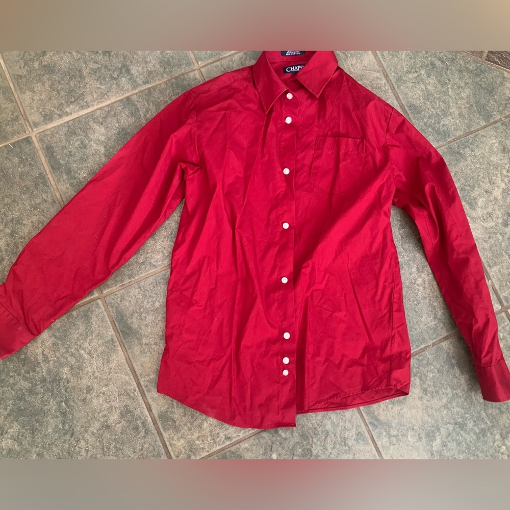 🎀3/$25🎀 Size 12 Chaps red dress shirt.  EUC.